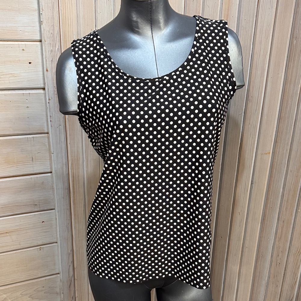212 Collection Black and White Polka Dot Tank Top